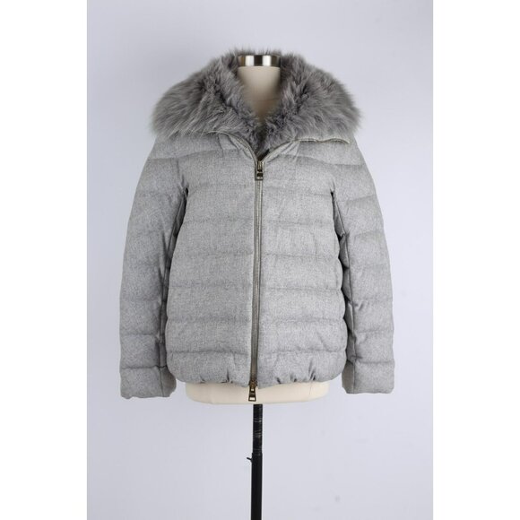$2,250 Herno Women's Cashmere Blend Fur Trimmed Down Puffer Coat SZ 42